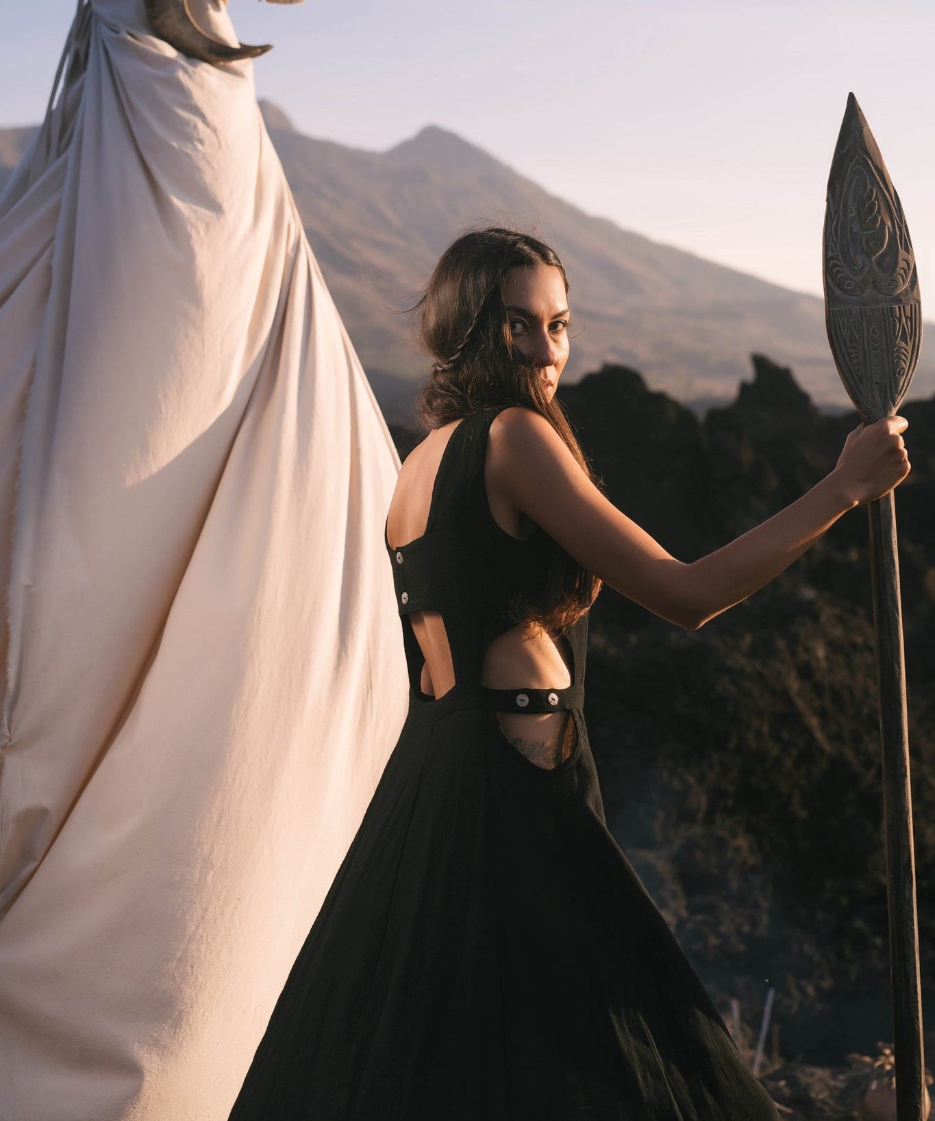 Black Evening Boho Bohemian Maxi Dress - AYA Sacred Wear