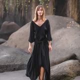 Black Cotton Dress for Women Tribal Dance Dress - AYA SW IDR