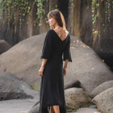 Black Cotton Dress for Women Tribal Dance Dress - AYA SW IDR