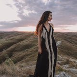 Black Cotton Long Maxi Dress • Open Back Goddess Dress - AYA SW IDR