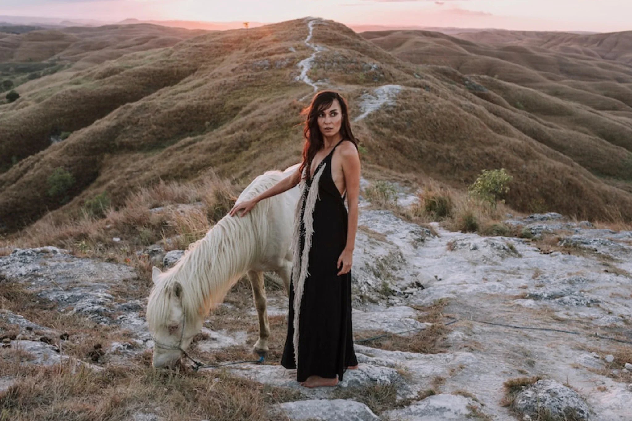 Black Cotton Long Maxi Dress • Open Back Goddess Dress - AYA SW IDR