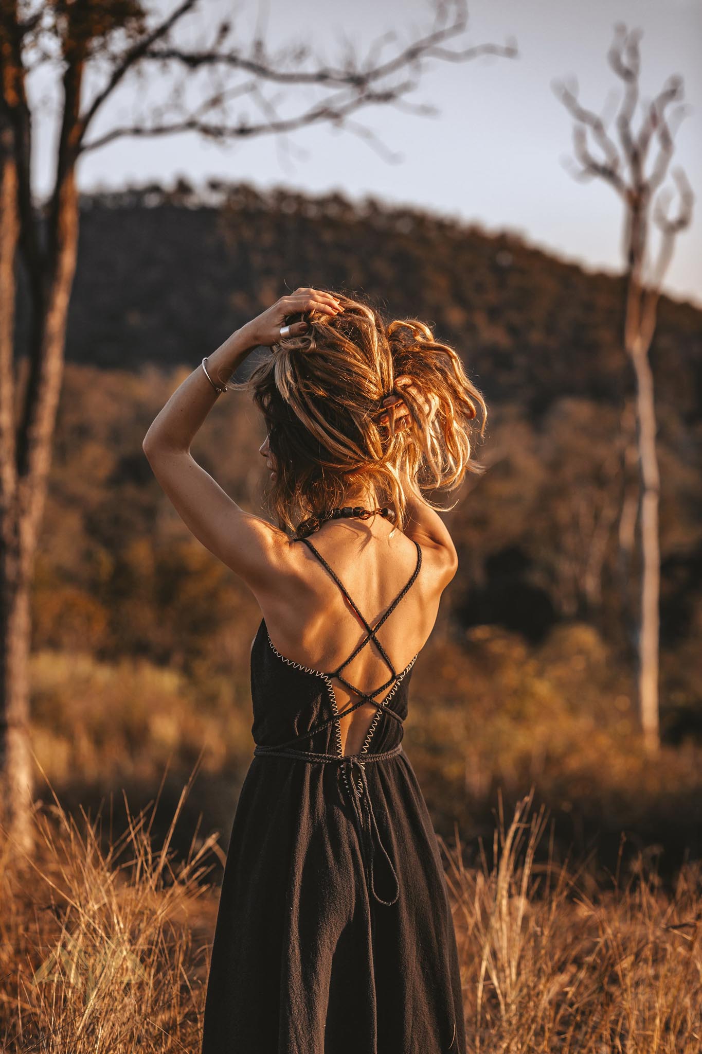 Black Cotton Slip Dress with Hand Embroidery - AYA SW IDR