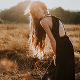 Black Cotton Wedding Dress, Evening Boho Prom Dress - AYA SW IDR