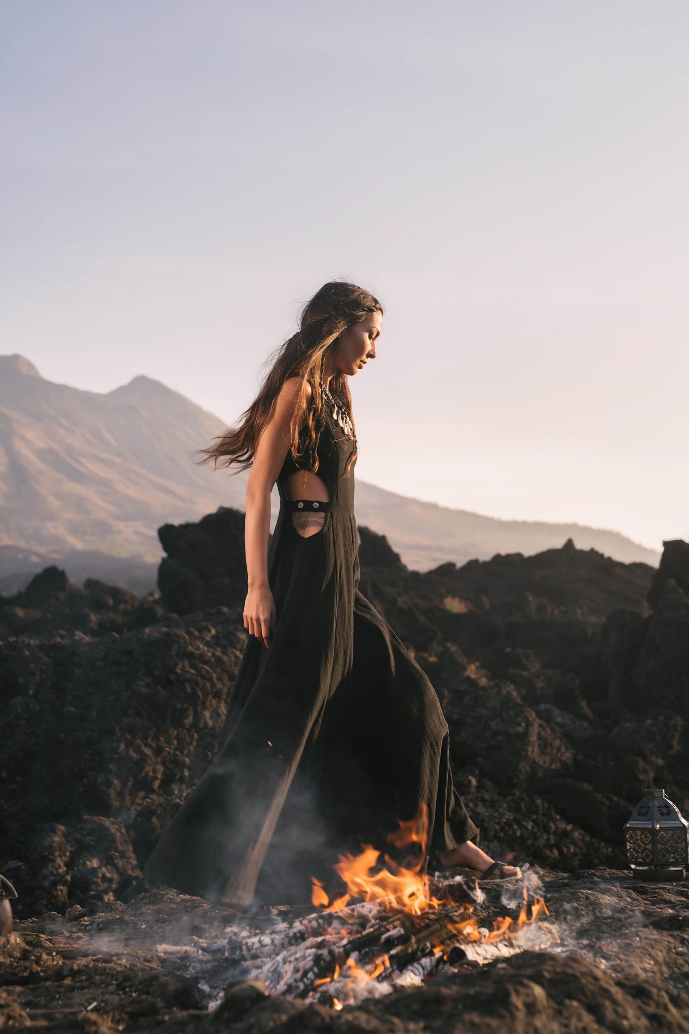 Black Evening Boho Bohemian Maxi Dress - AYA SW IDR