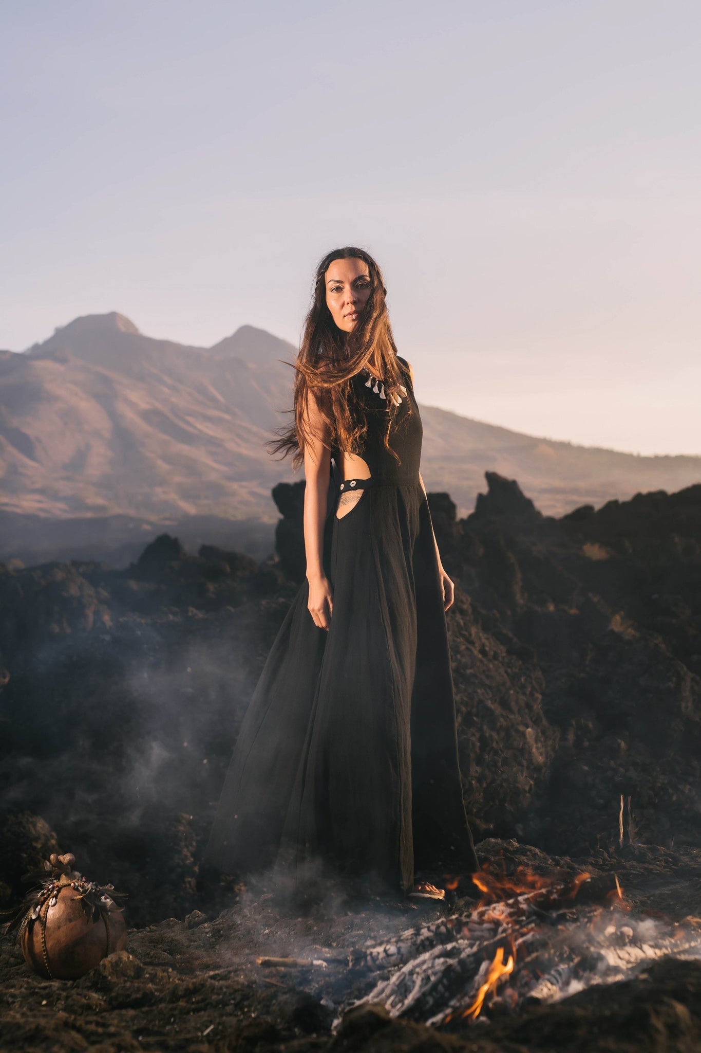 Black Evening Boho Bohemian Maxi Dress - AYA SW IDR