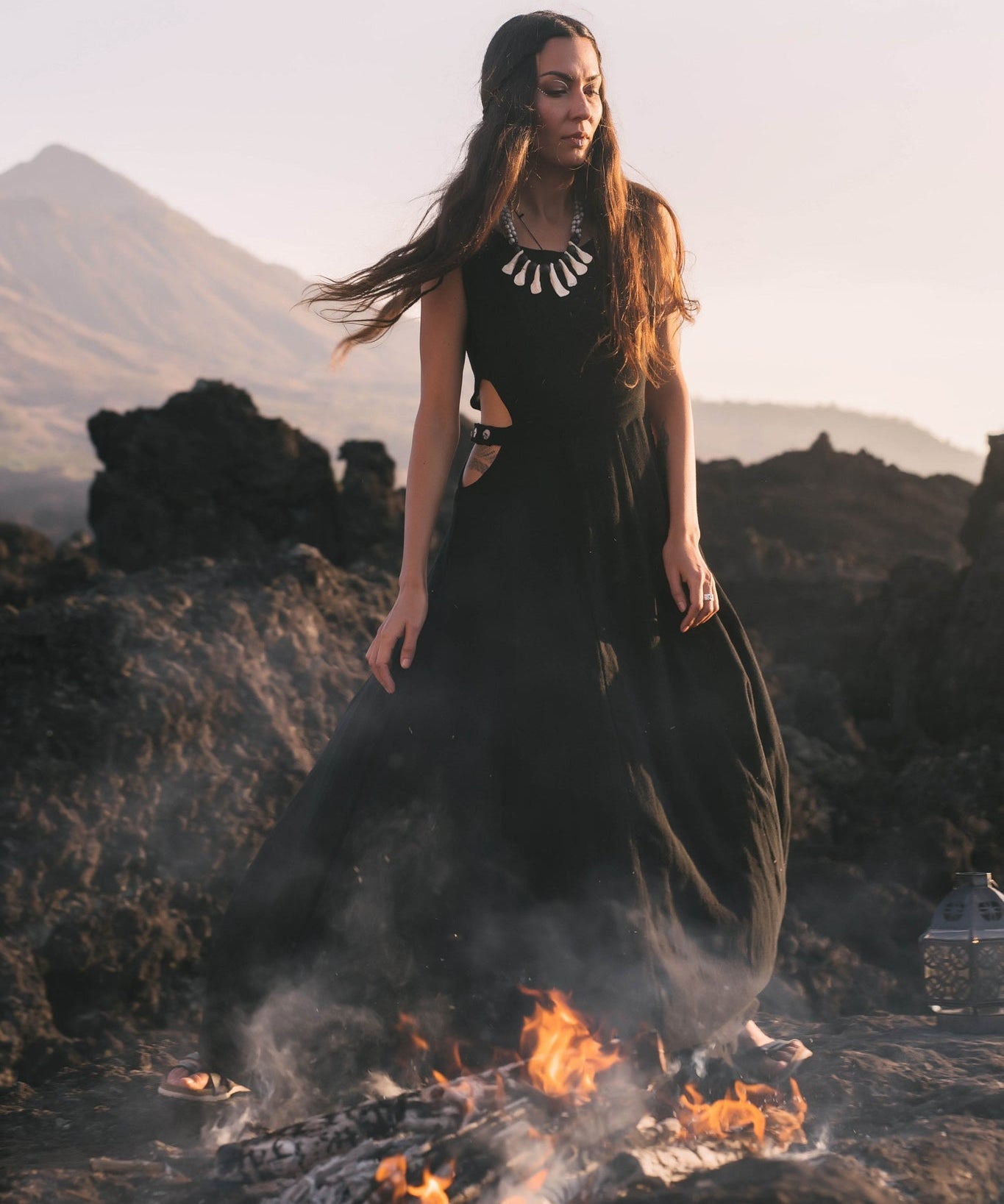 Black Evening Boho Bohemian Maxi Dress - AYA SW IDR