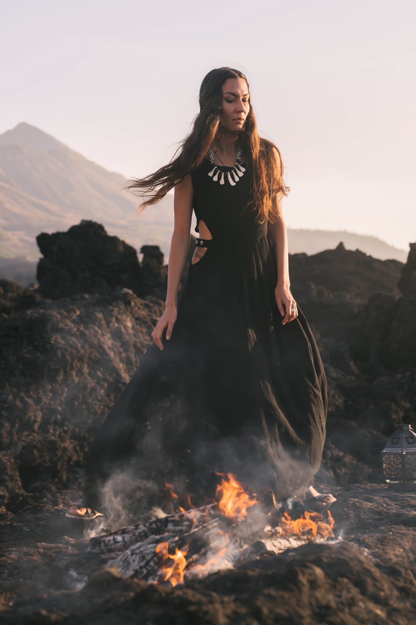Black Evening Boho Bohemian Maxi Dress - AYA SW IDR