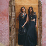 Black Freyja Dress • Open Sides Maxi Party Dress • Bridesmaid Ring Dress - AYA SW IDR