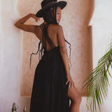Black Goddess Dress • Organic Gothic Stylish Dress • Empire Waist Dress - AYA SW IDR