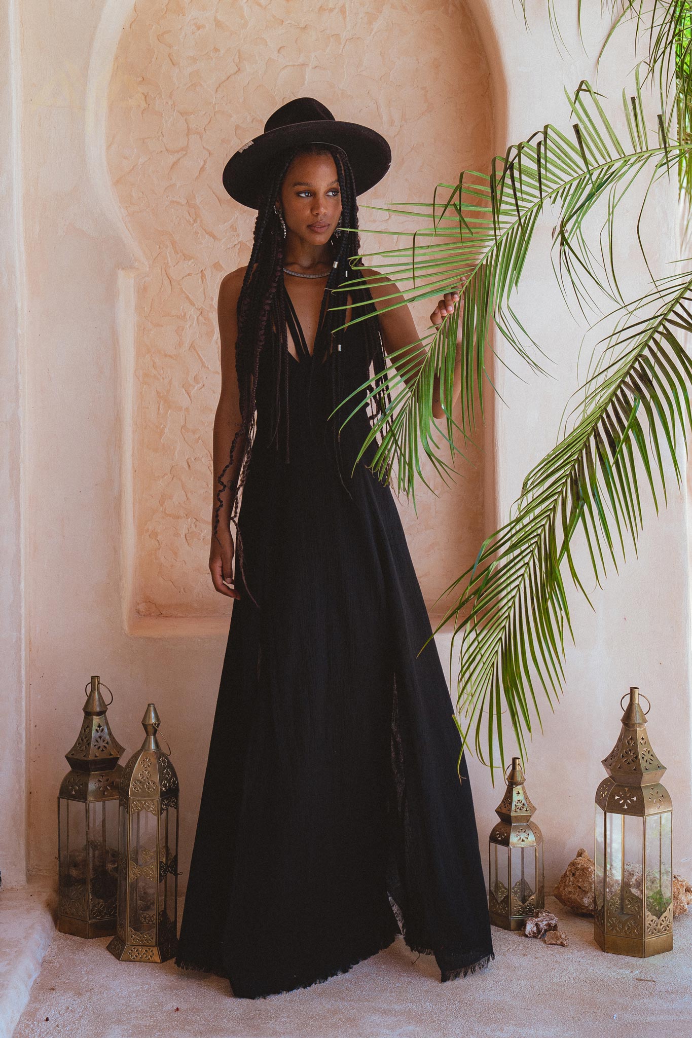 Black Goddess Dress • Organic Gothic Stylish Dress • Empire Waist Dress - AYA SW IDR