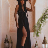 Black Goddess Dress • Organic Gothic Stylish Dress • Empire Waist Dress - AYA SW IDR