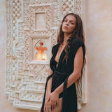 Black Goddess Macrame Dress • Boho Macrame Organic Wedding Dress - AYA SW IDR