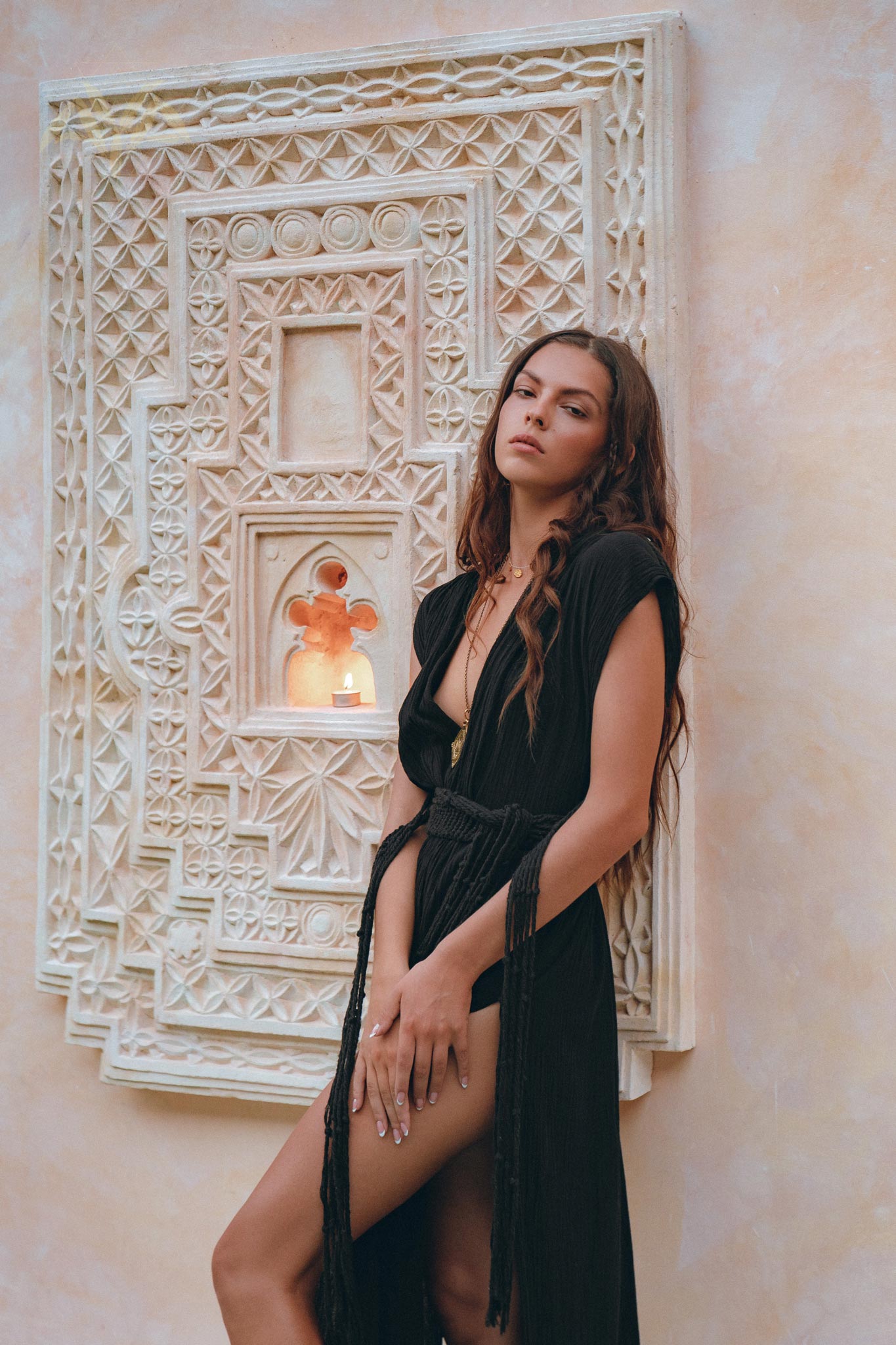 Black Goddess Macrame Dress • Boho Macrame Organic Wedding Dress - AYA SW IDR
