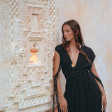 Black Goddess Macrame Dress • Boho Macrame Organic Wedding Dress - AYA SW IDR