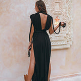 Black Goddess Macrame Dress • Boho Macrame Organic Wedding Dress - AYA SW IDR