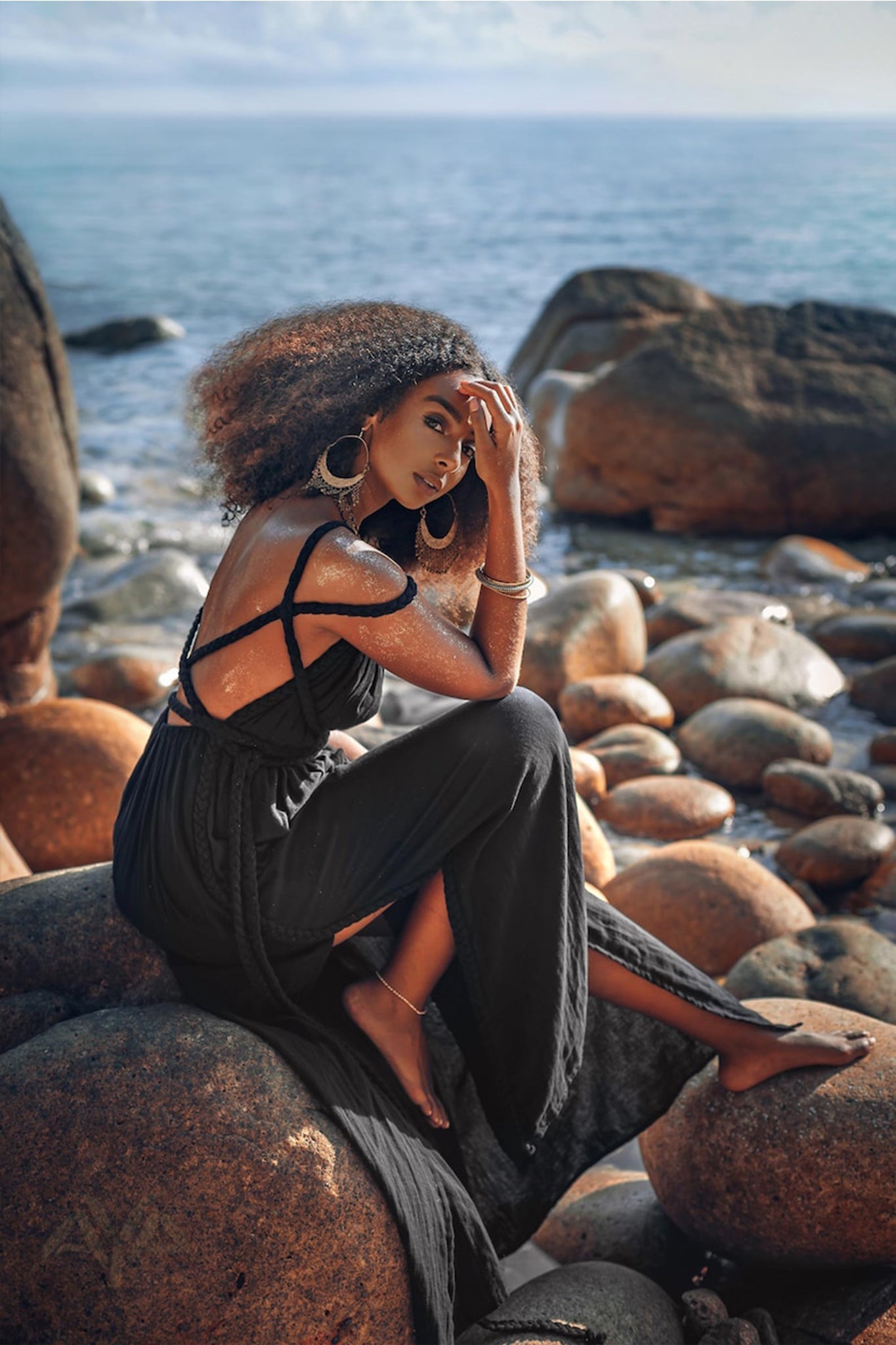 Black Greek Goddess Prom Boho Evening Dress - AYA SW IDR