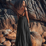 Black Greek Goddess Prom Boho Evening Dress - AYA SW IDR