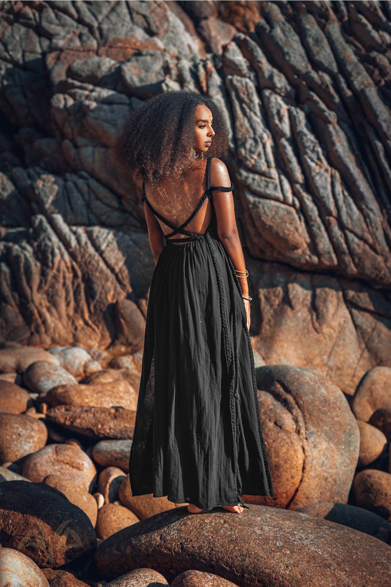 Black Greek Goddess Prom Boho Evening Dress - AYA SW IDR