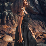 Black Greek Goddess Prom Boho Evening Dress - AYA SW IDR