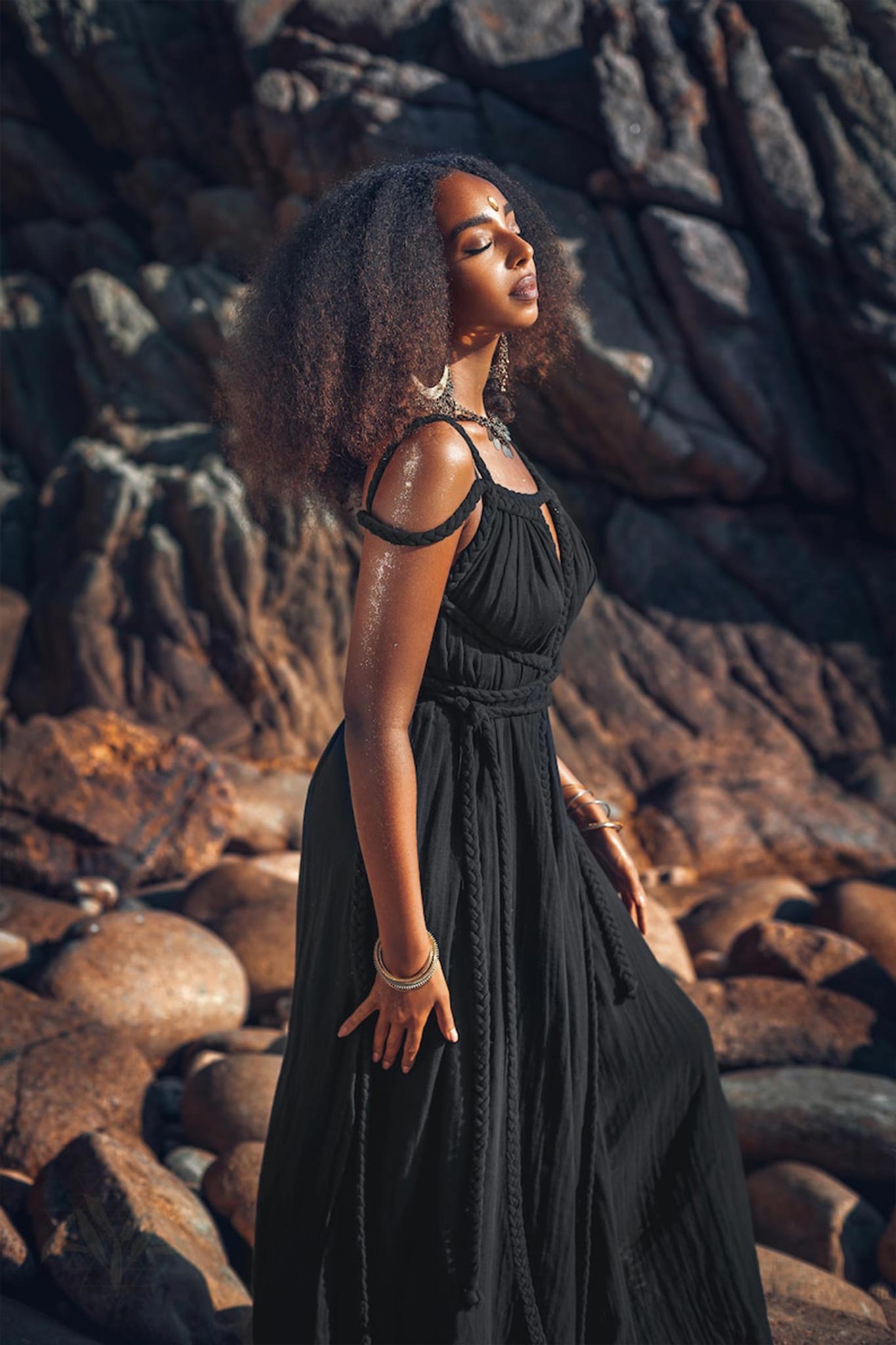 Black Greek Goddess Prom Boho Evening Dress - AYA SW IDR