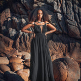 Black Greek Goddess Prom Boho Evening Dress - AYA SW IDR