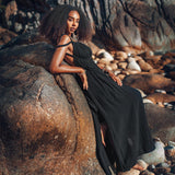 Black Greek Goddess Prom Boho Evening Dress - AYA SW IDR