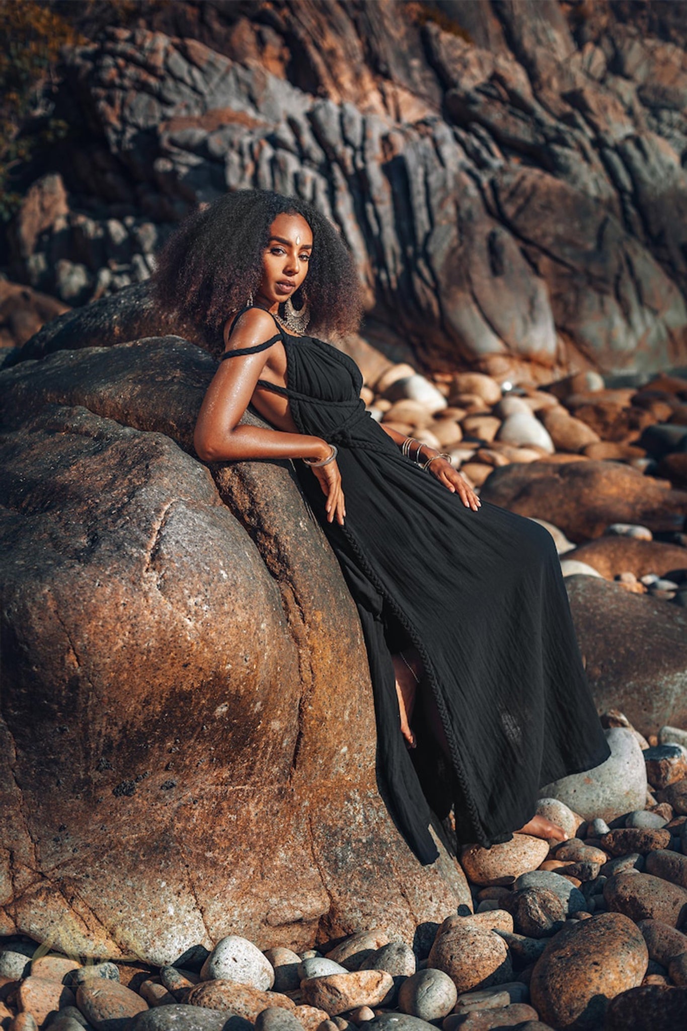Black Greek Goddess Prom Boho Evening Dress - AYA SW IDR