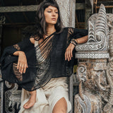 Black Hand Loomed Raw Cotton Top Bohemian Tribal Clothing - AYA SW IDR