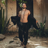 Black Handwoven Cotton Oversized Shirt for Men - AYA SW IDR