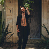 Black Handwoven Cotton Oversized Shirt for Men - AYA SW IDR