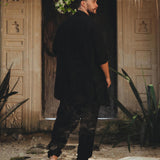Black Handwoven Cotton Oversized Shirt for Men - AYA SW IDR