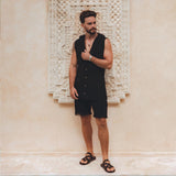 Black Handwoven Cotton Shorts for Men - AYA SW IDR