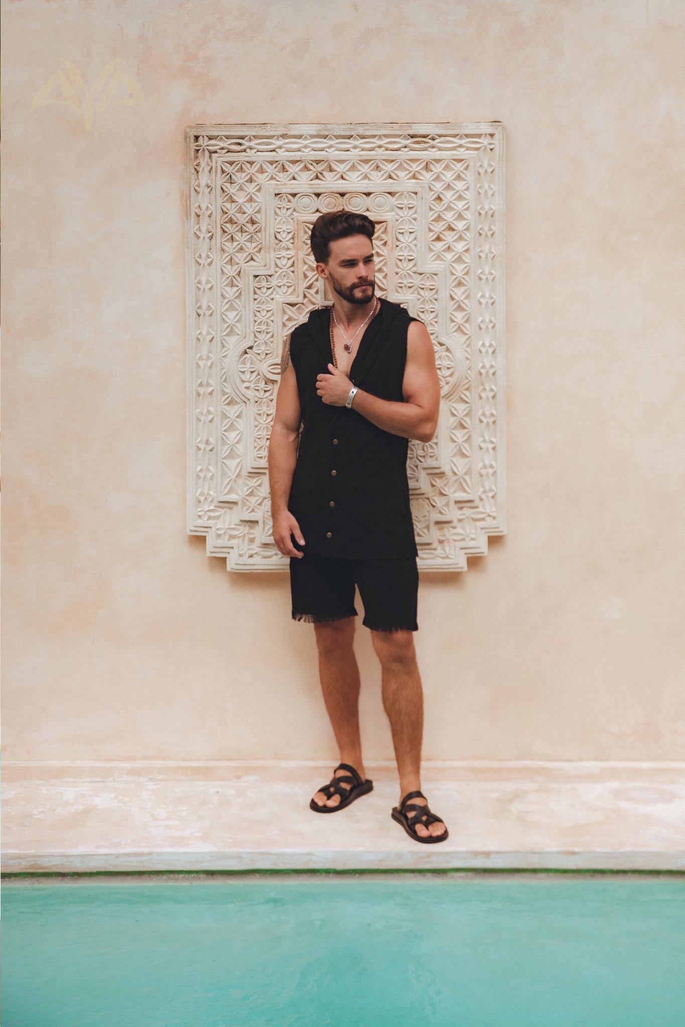 Black Handwoven Cotton Shorts for Men - AYA SW IDR