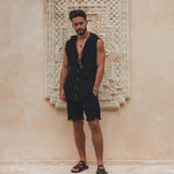 Black Handwoven Cotton Shorts for Men - AYA SW IDR