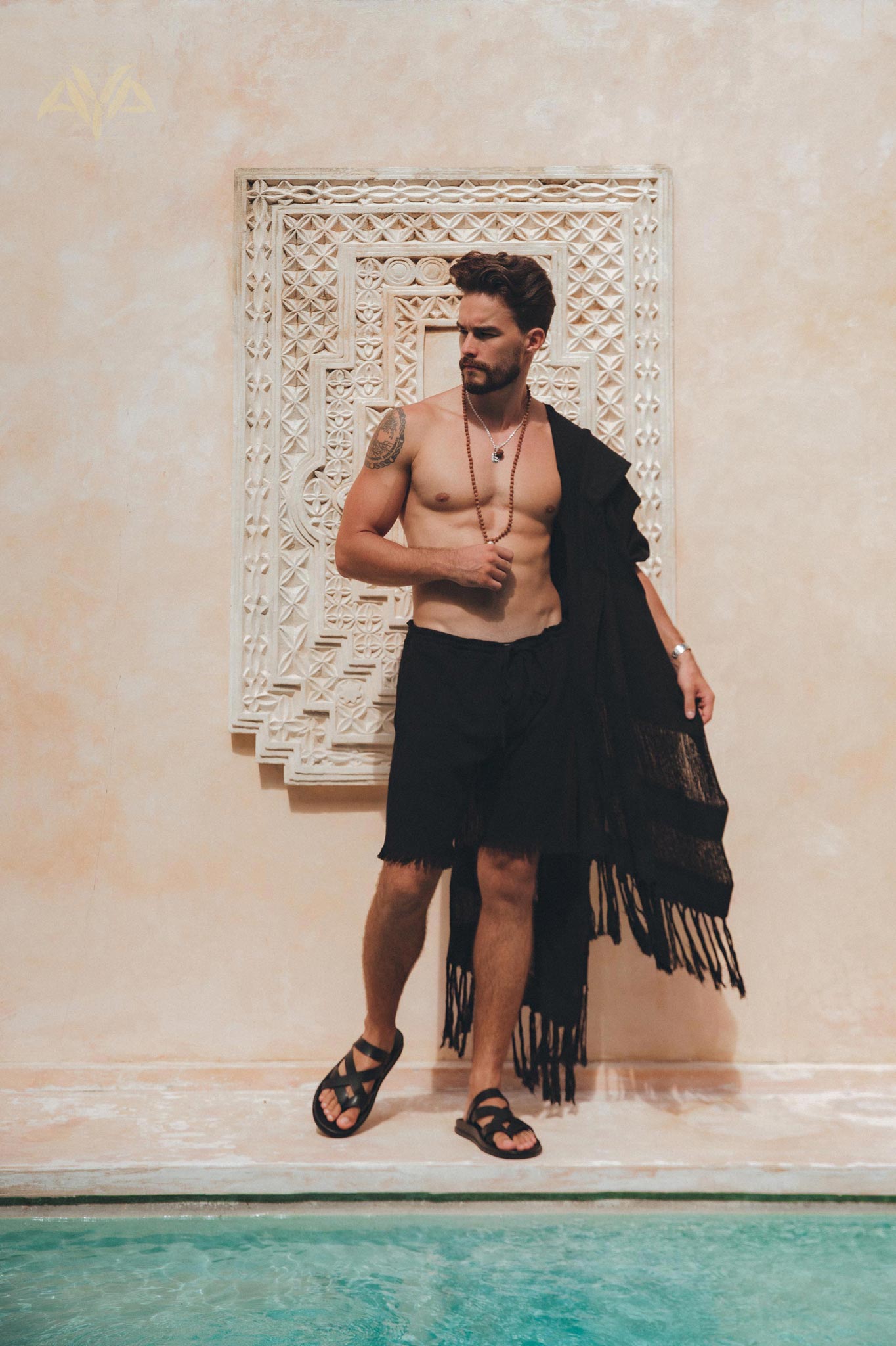 Black Handwoven Cotton Shorts for Men - AYA SW IDR