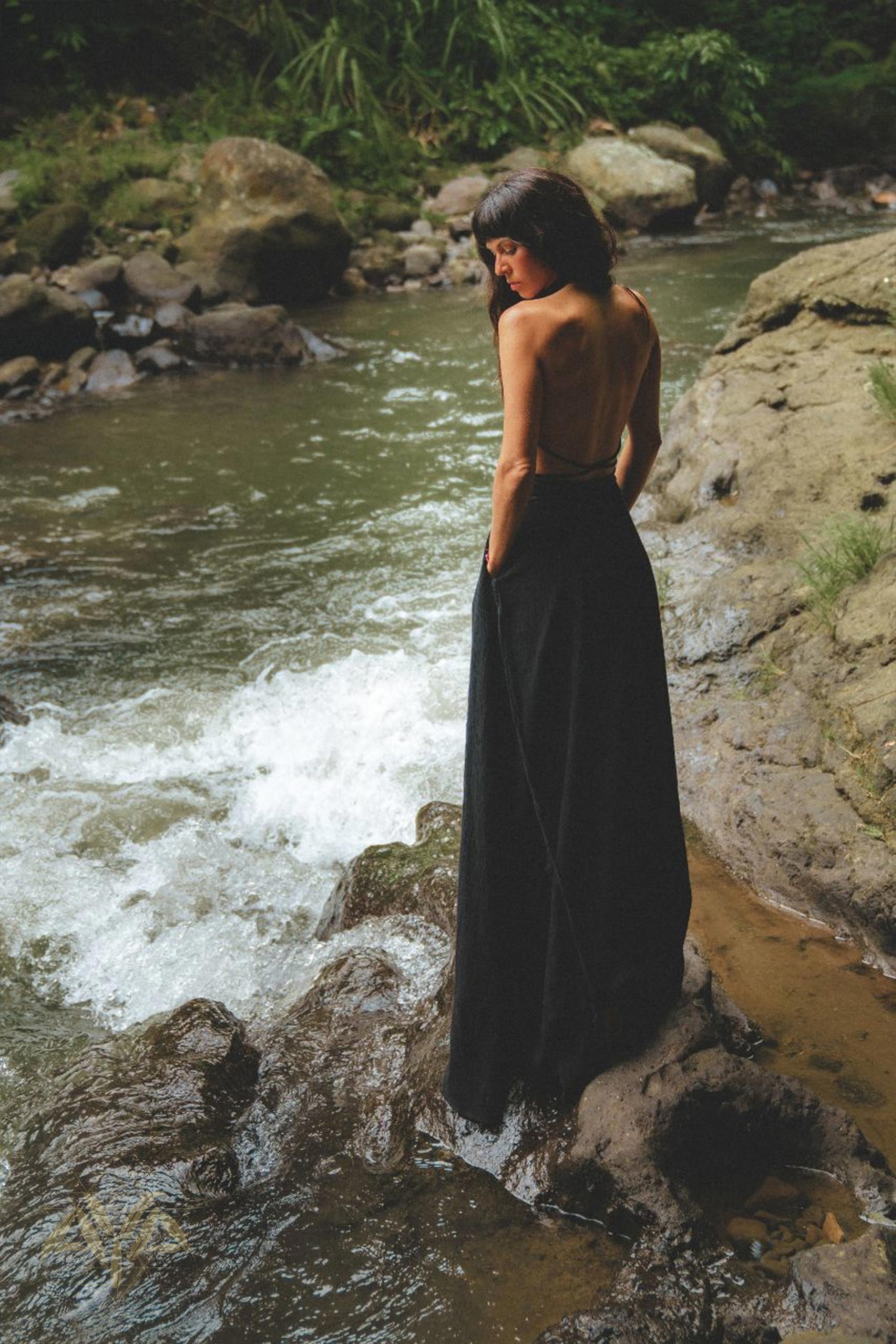 Black Harmonia Dress • Adjustable Dress • Gothic Sexy Dress • Fairy of the River Dress - AYA SW IDR