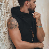 Black Hooded Vest Waistcoat for Men - AYA SW IDR
