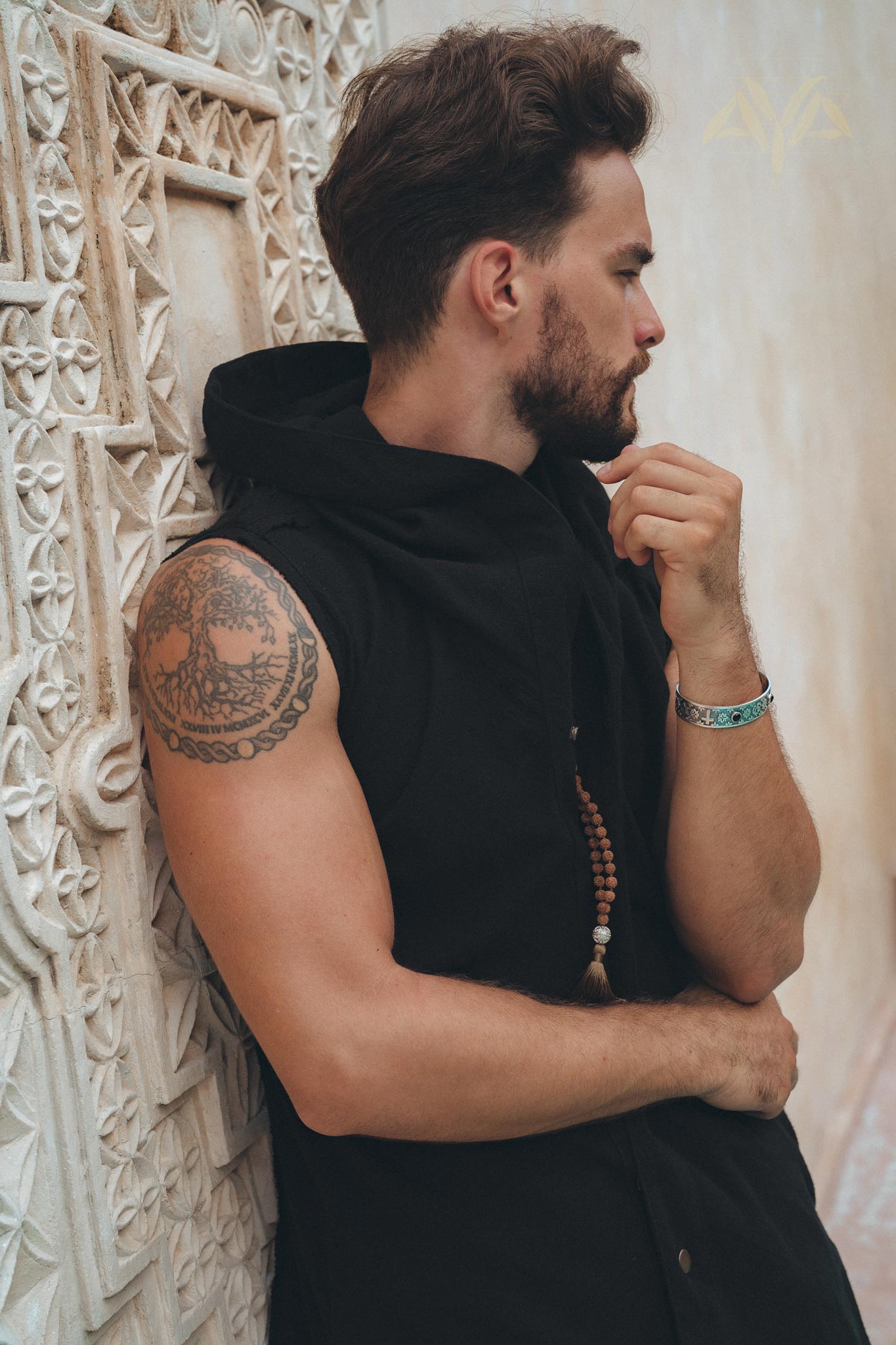Black Hooded Vest Waistcoat for Men - AYA SW IDR