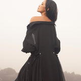 Black Kannika Shirt Dress • Black Gothic Cover Up Dress • Long Sleeves Shirt Dress - AYA SW IDR
