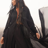 Black Kannika Shirt Dress • Black Gothic Cover Up Dress • Long Sleeves Shirt Dress - AYA SW IDR