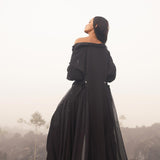 Black Kannika Shirt Dress • Black Gothic Cover Up Dress • Long Sleeves Shirt Dress - AYA SW IDR