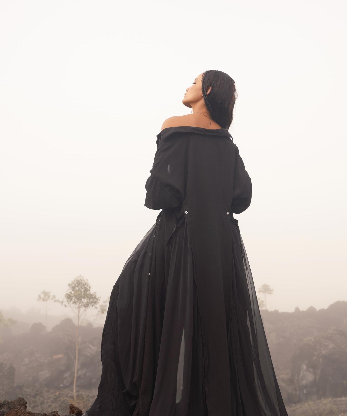 Black Kannika Shirt Dress • Black Gothic Cover Up Dress • Long Sleeves Shirt Dress - AYA SW IDR