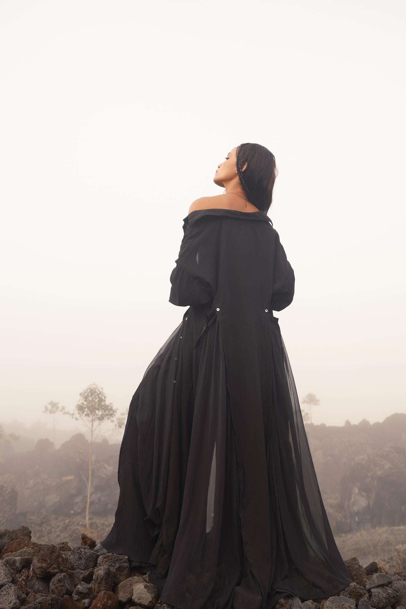 Black Kannika Shirt Dress • Black Gothic Cover Up Dress • Long Sleeves Shirt Dress - AYA SW IDR