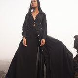 Black Kannika Shirt Dress • Black Gothic Cover Up Dress • Long Sleeves Shirt Dress - AYA SW IDR