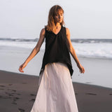 Black Linen Boho Top for Women • Viking Tunic - AYA SW IDR