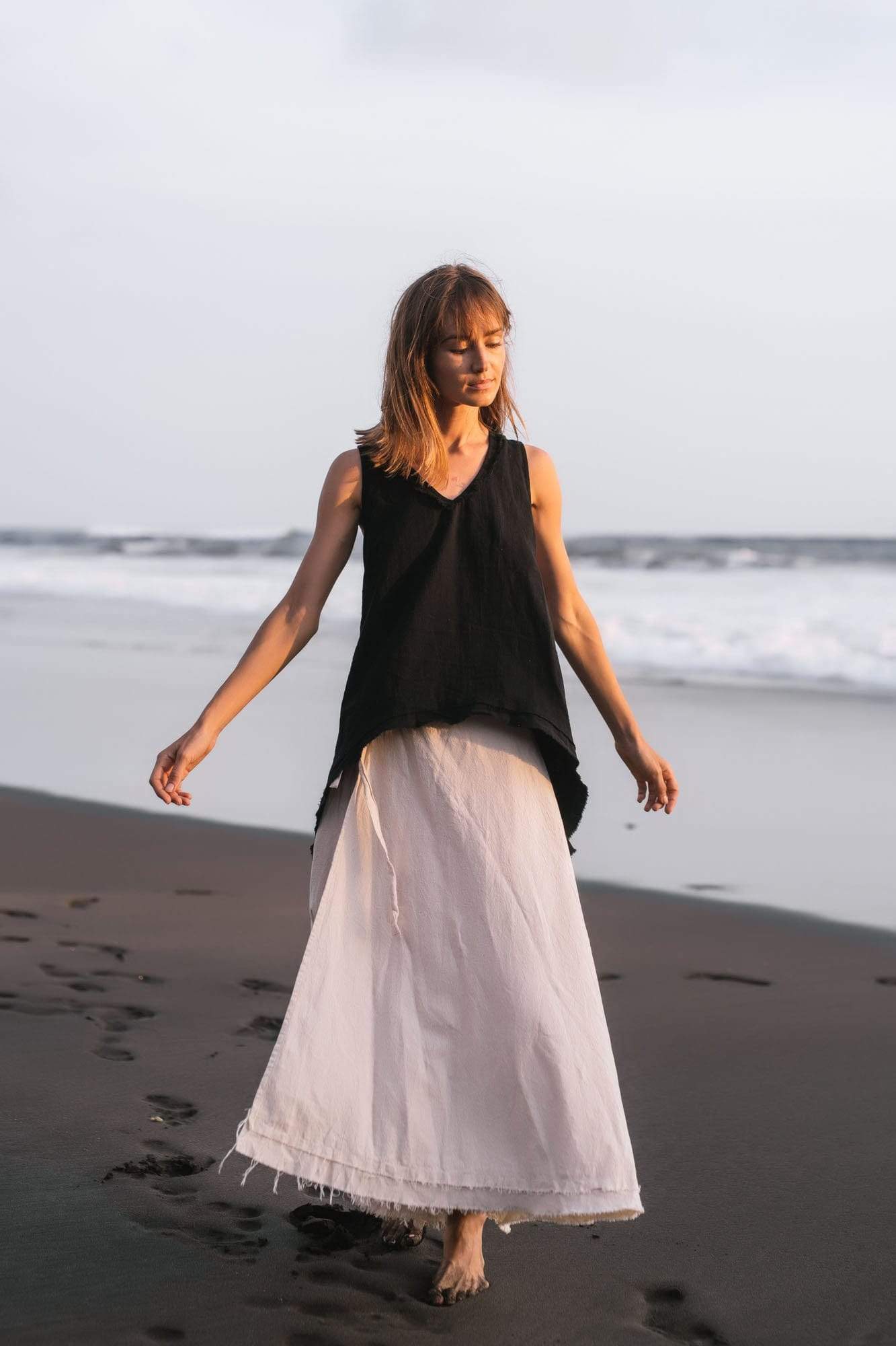 Black Linen Boho Top for Women • Viking Tunic - AYA SW IDR