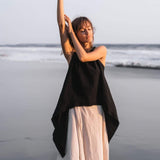 Black Linen Boho Top for Women • Viking Tunic - AYA SW IDR