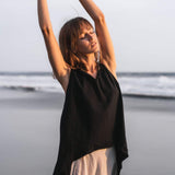 Black Linen Boho Top for Women • Viking Tunic - AYA SW IDR