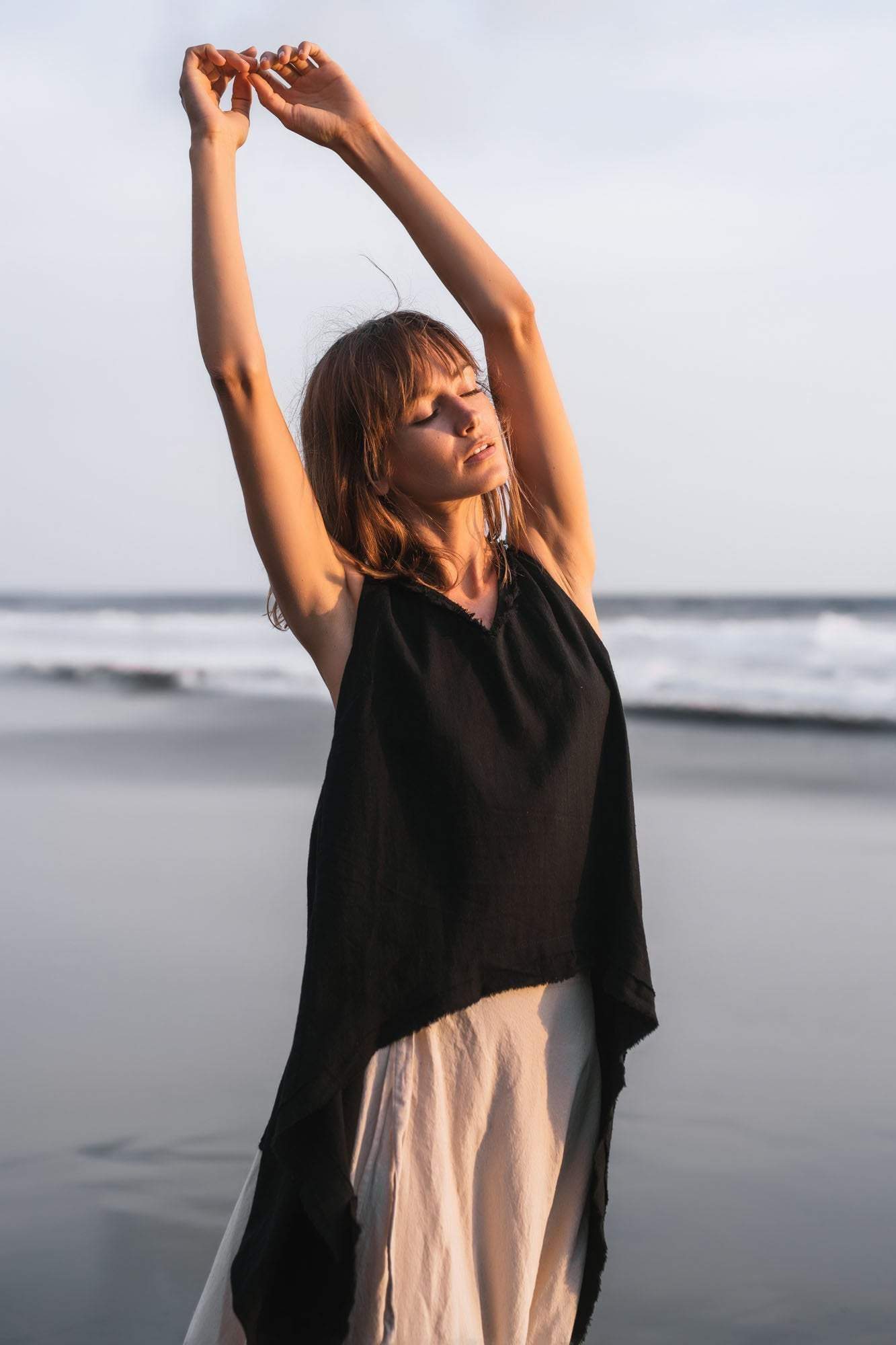 Black Linen Boho Top for Women • Viking Tunic - AYA SW IDR