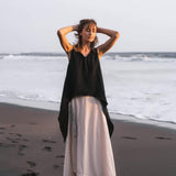 Black Linen Boho Top for Women • Viking Tunic - AYA SW IDR